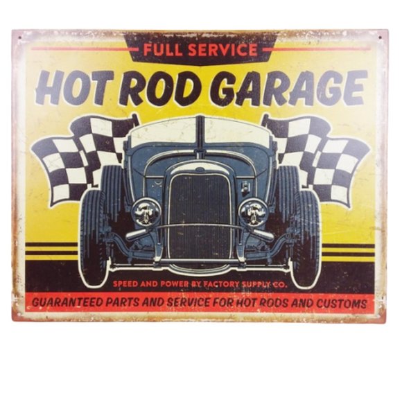 Hot Rod Garage Tin Sign Shop Car Garage Roadster - Picture 1 of 4